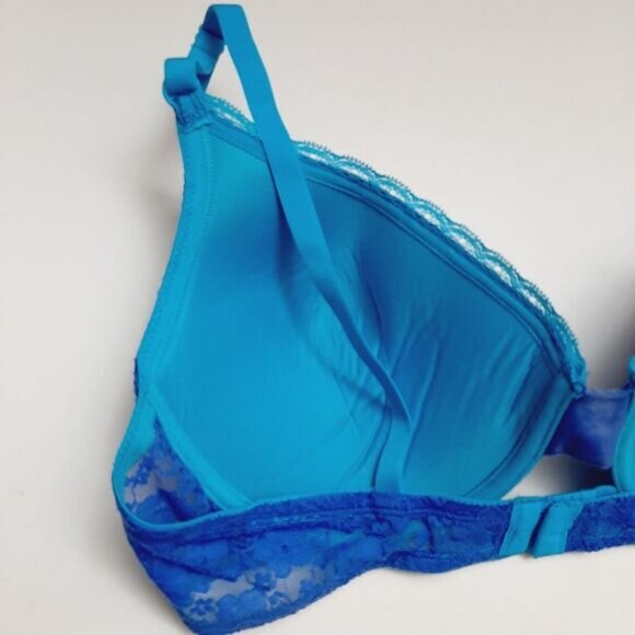 FRUIT OF THE LOOM Bra Floral Lace & Molded Cups Blue Sz 42C - Picture 9 of 14